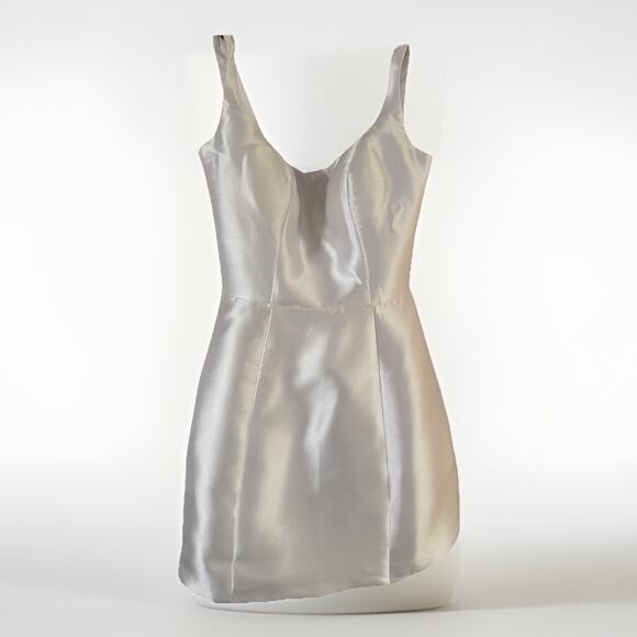 NWT Formal Bridesmaid Prom White Satin Lace-up Back Wedding Guest Gown SZ 4-8 - Picture 1 of 6